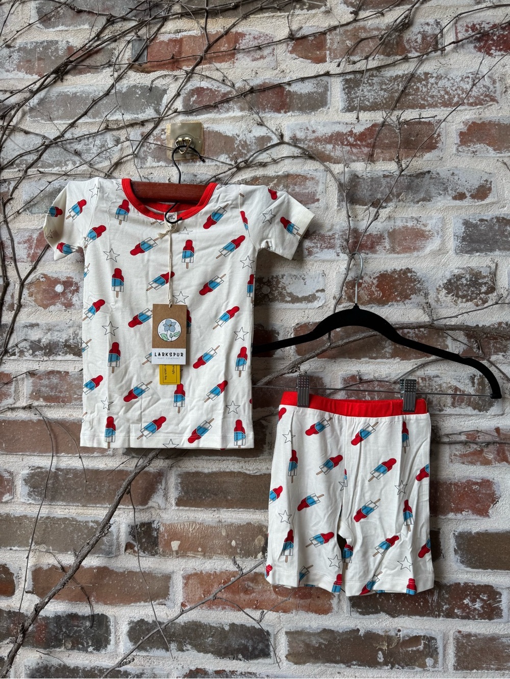 NWT Larkspur Baby Company Bamboo 2pc Pajama Set - Rocket Popsicle 4T Summer PJ
